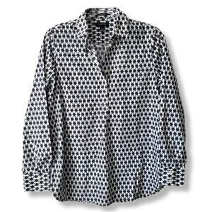 Women Lands End No Iron Supima Half Button Popover Shirt 4 Modern Classic Casual